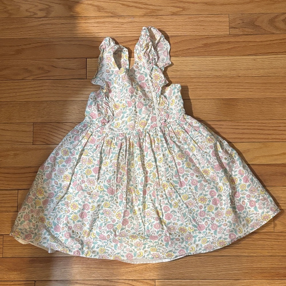 Cupcakes and Cashmere 100% Cotton Pink and Yellow Floral Kids Dress - size 5